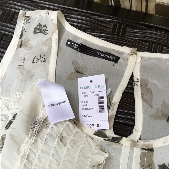 SOLD MAURICE’S NWT small sheer butterfly tank - Picture 8 of 13